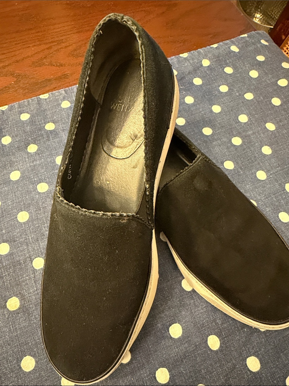 Stuart Weitzman Black Suede Slip-On Sneakers
